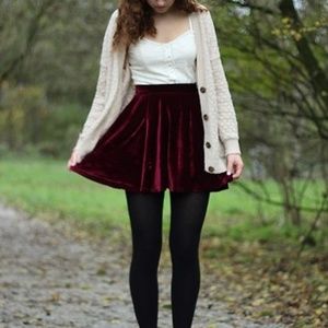 TOPSHOP Burgundy Velvet Mini Skirt 4
